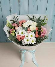 Букет цветов из:  Розы, Лизиантусы и Хризантемы в Морозовске