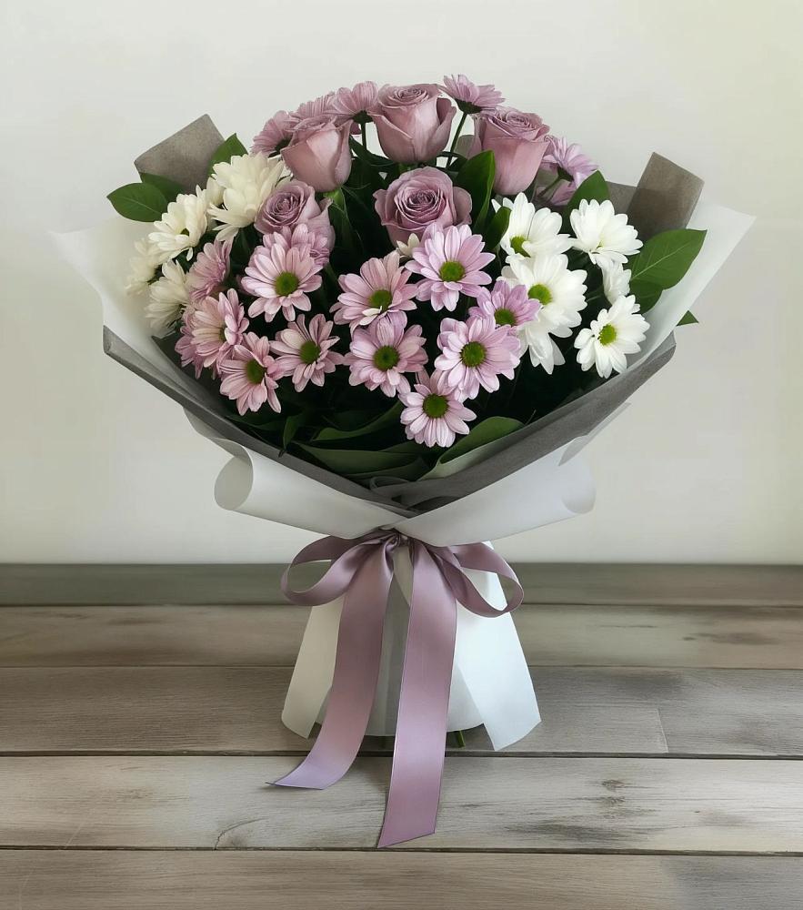 Букет цветов из: Хризантемы и Розы в Морозовске