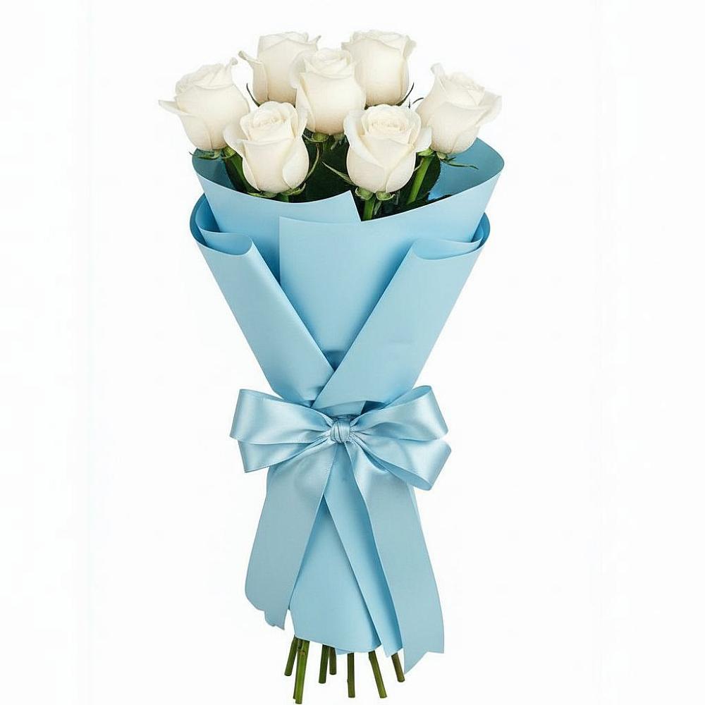 Букет 7 белых роз Проуд в Морозовске