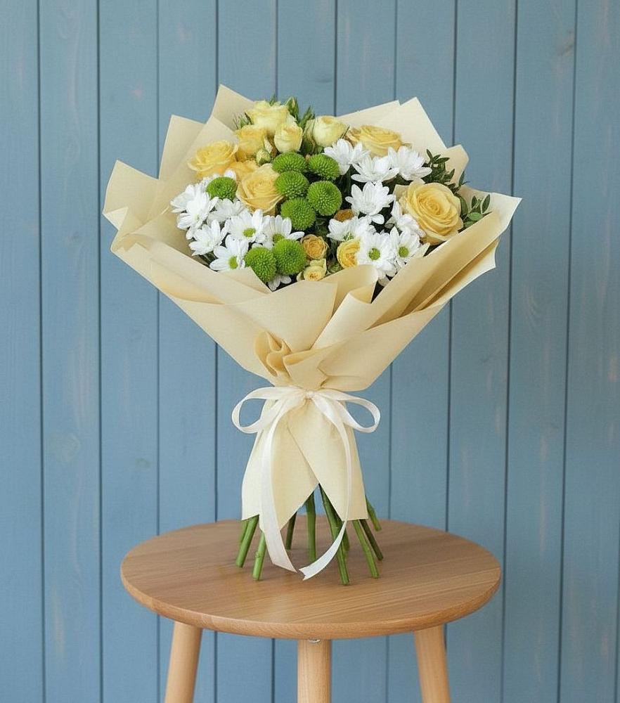 Букет цветов из: Хризантемы и Розы в Морозовске