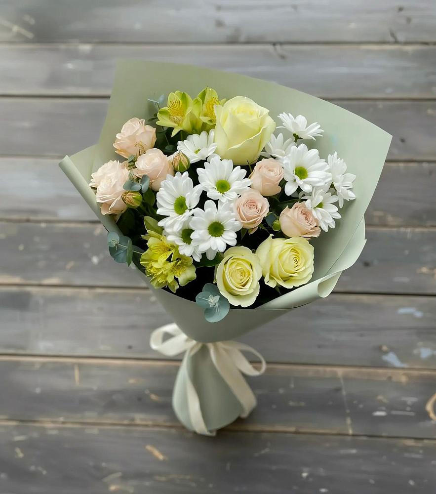 Букет цветов из: Альстромерии, Розы и Хризантемы в Морозовске