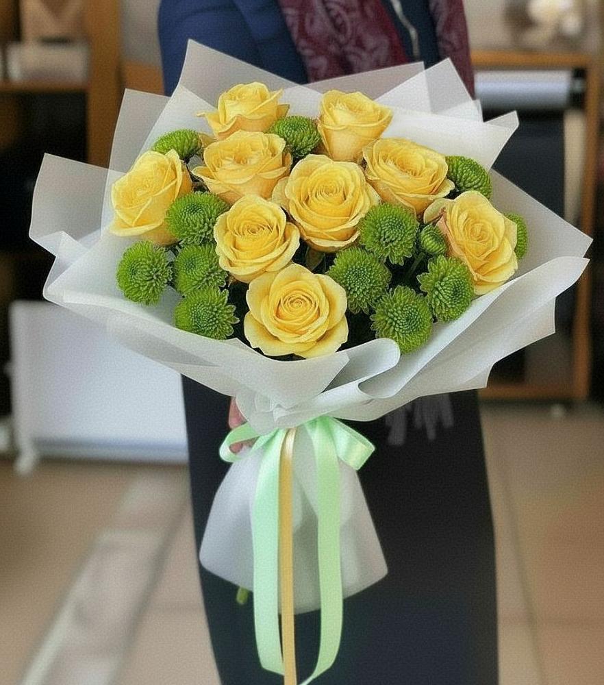 Букет цветов из: Хризантемы и Розы в Морозовске