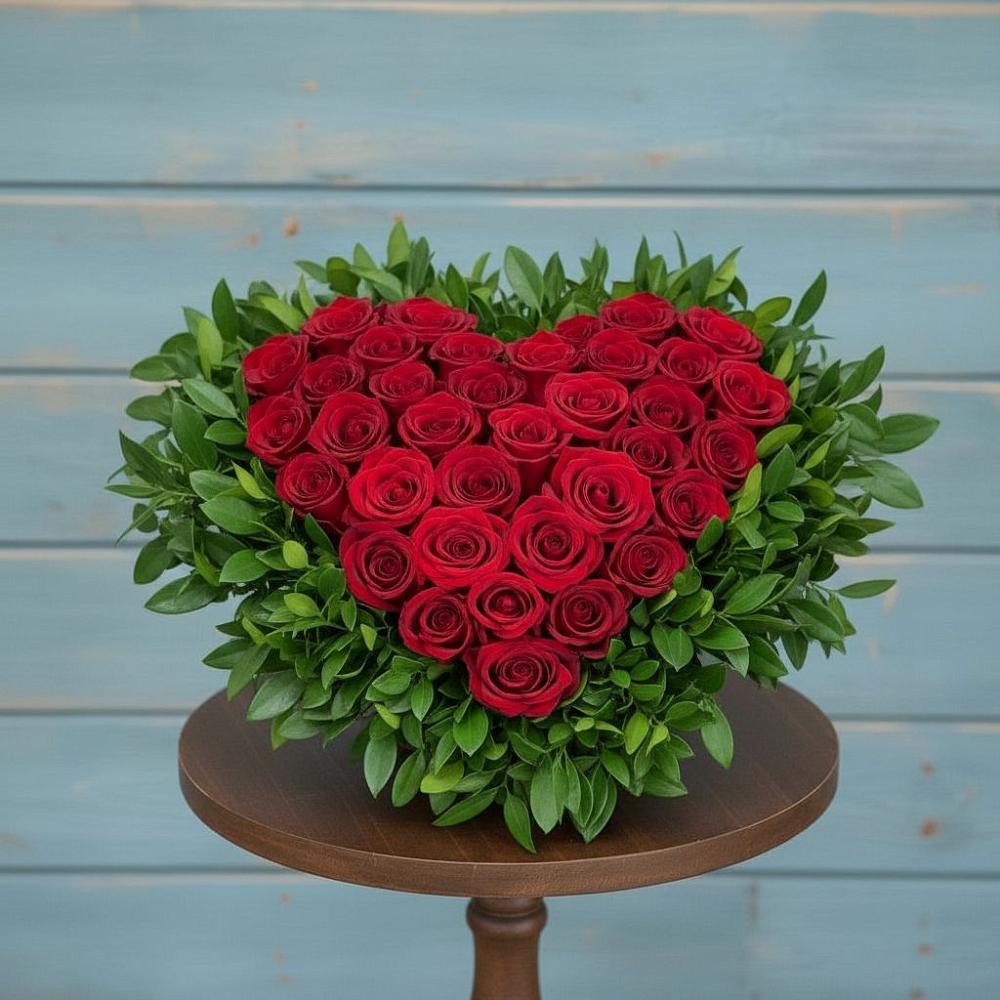 Цветочная композиция из Розы в виде сердца в Морозовске