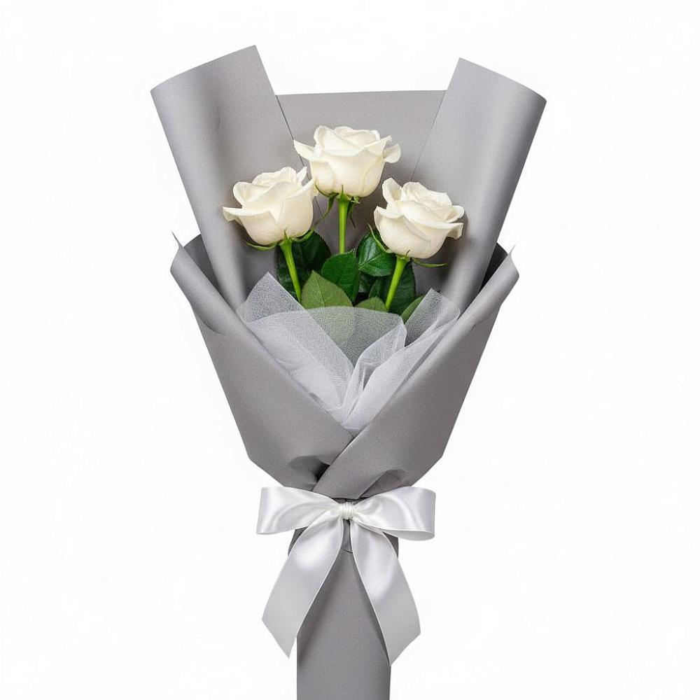 Букет 3 белые розы в Морозовске