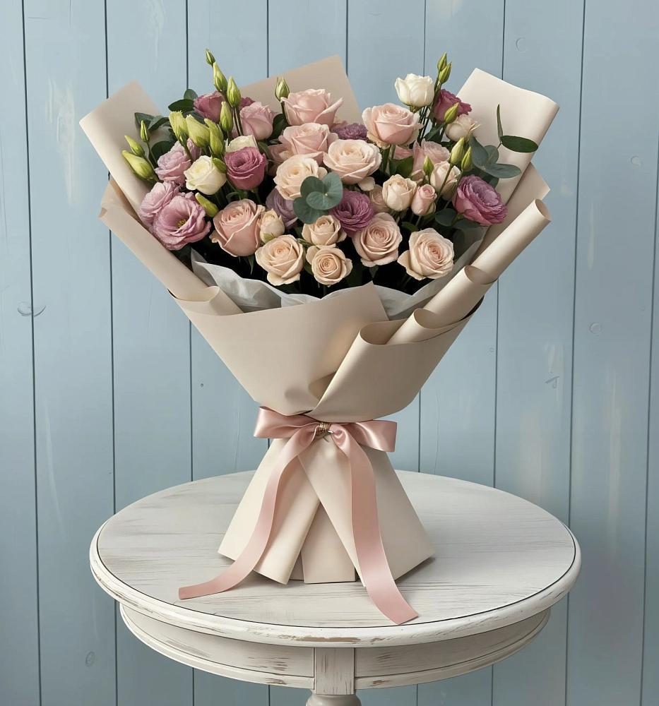 Букет цветов из: Розы и Лизиантусы в Морозовске