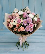 Букет цветов из:  Хризантемы, Розы и Альстромерии в Морозовске