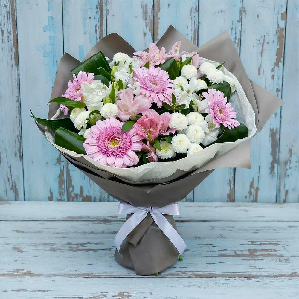 Букет цветов из: Герберы, Альстромерии и Хризантемы в Морозовске