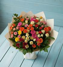 Букет Микс из разноцветных кустовых роз в Морозовске